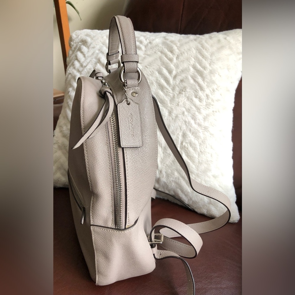 Coach Taupe Leather Backpack Purse - Picture 6 of 13